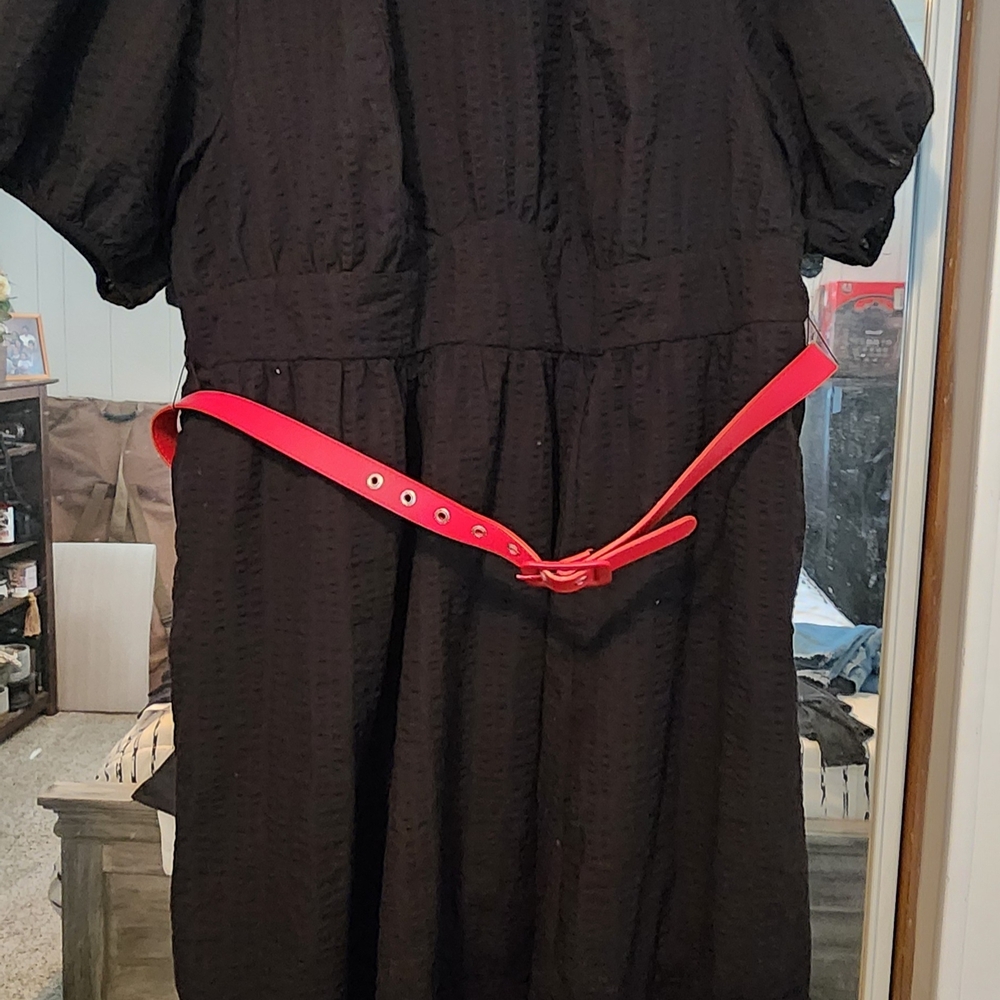 Torrid Black Midi Dress with Red Belt